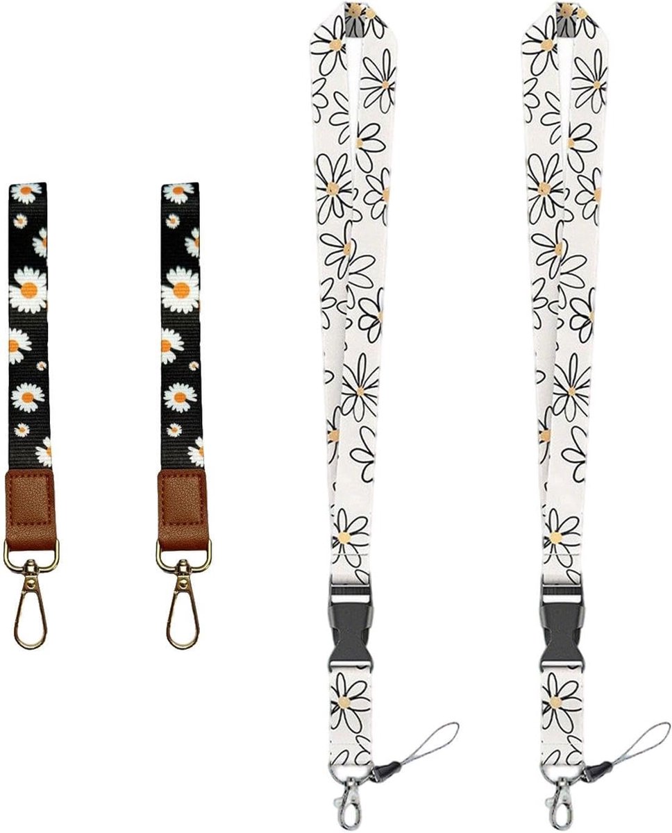 4 Daisy Lanyard, Id-Kaart Lanyard, Mobiele Telefoon Anti-Verloren Touw, Verse Bloem Patroon, Vrije Tijd Cadeau Voor - ShopVlot