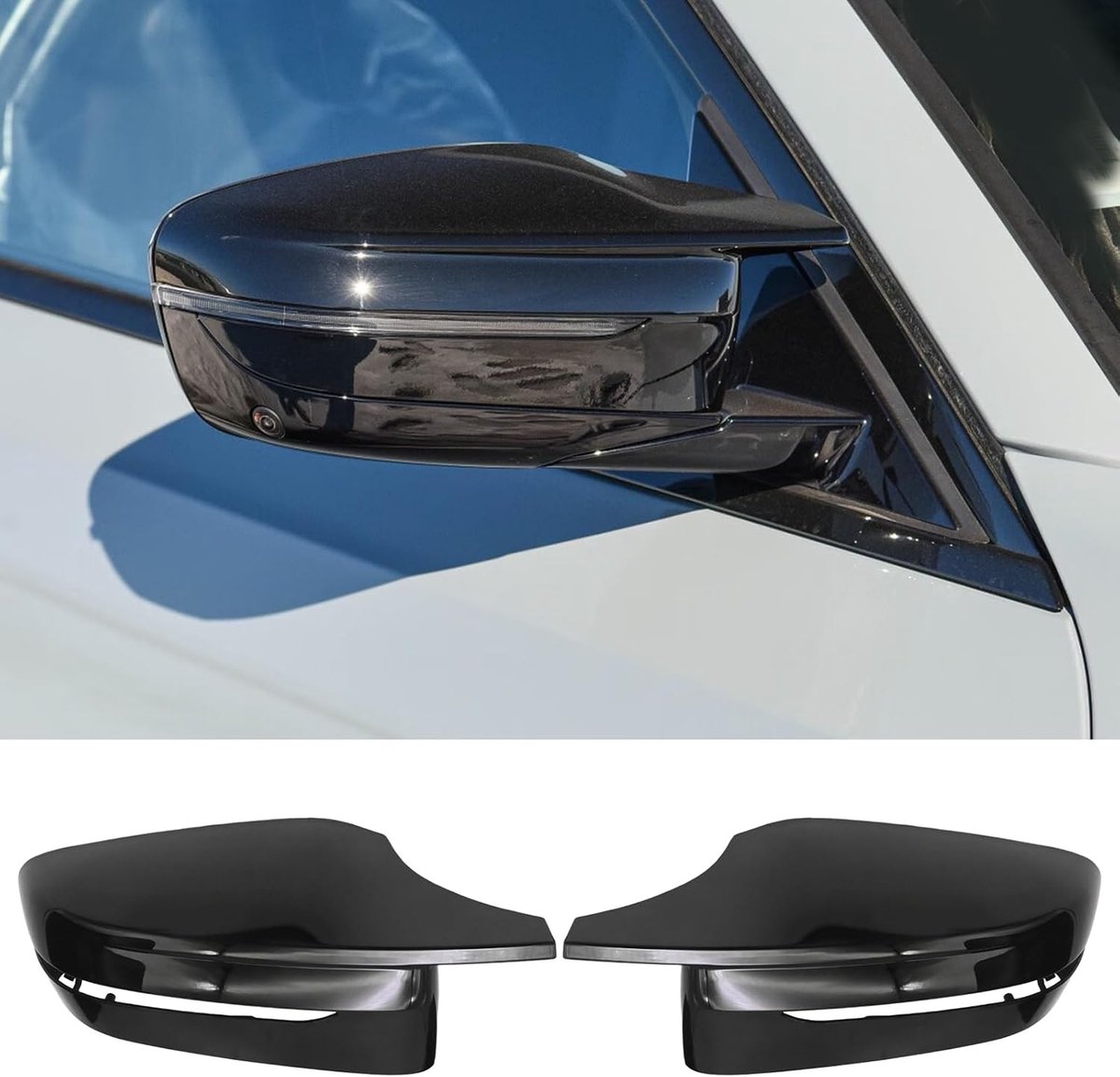 Car Mirror Covers Replacement for BMW 3 4 5 7 8 Series G20 G21 G30 G38 G22 G23 G11 G12 G15 G16 Shiny Black Rear View - ShopVlot