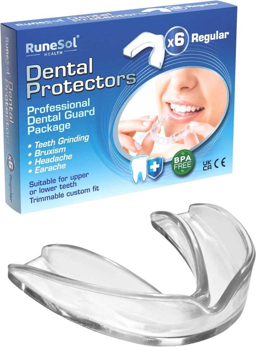 Runesol Mouthguard for sharpening teeth, 6 x regular, gum shield for sharpening teeth, bruxism mouth guard, stop teeth - ShopVlot