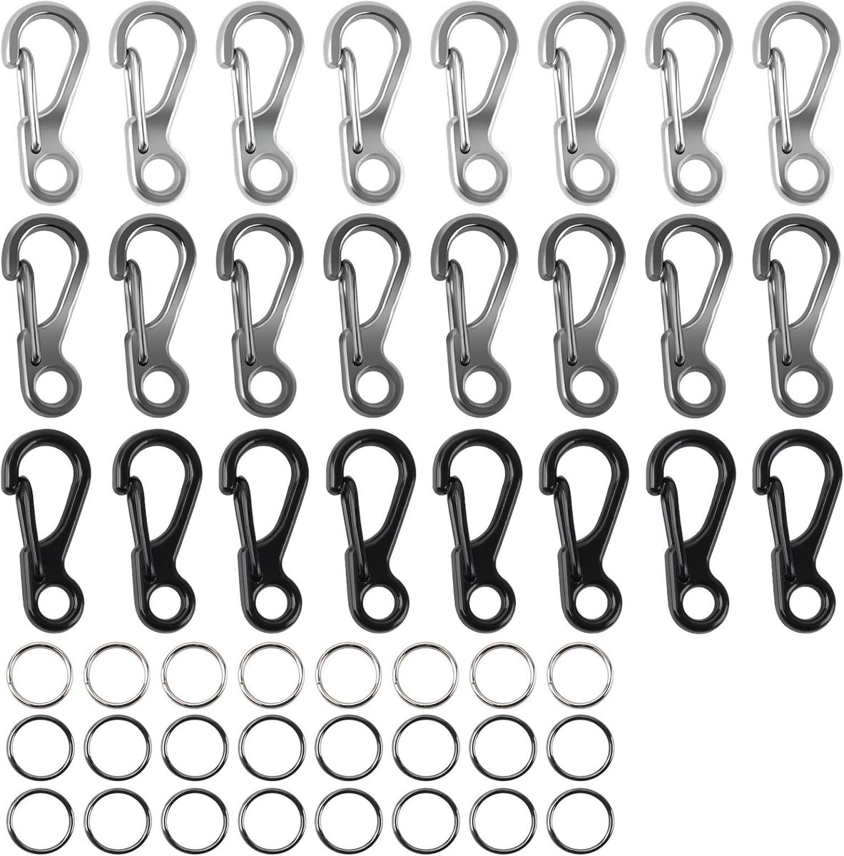 24 Sets Mini SF Carabiner Hooks, 1 in, Small Carabiner, Key Chain, Detachable Key, Carabiner and Key Ring, Alloy - ShopVlot