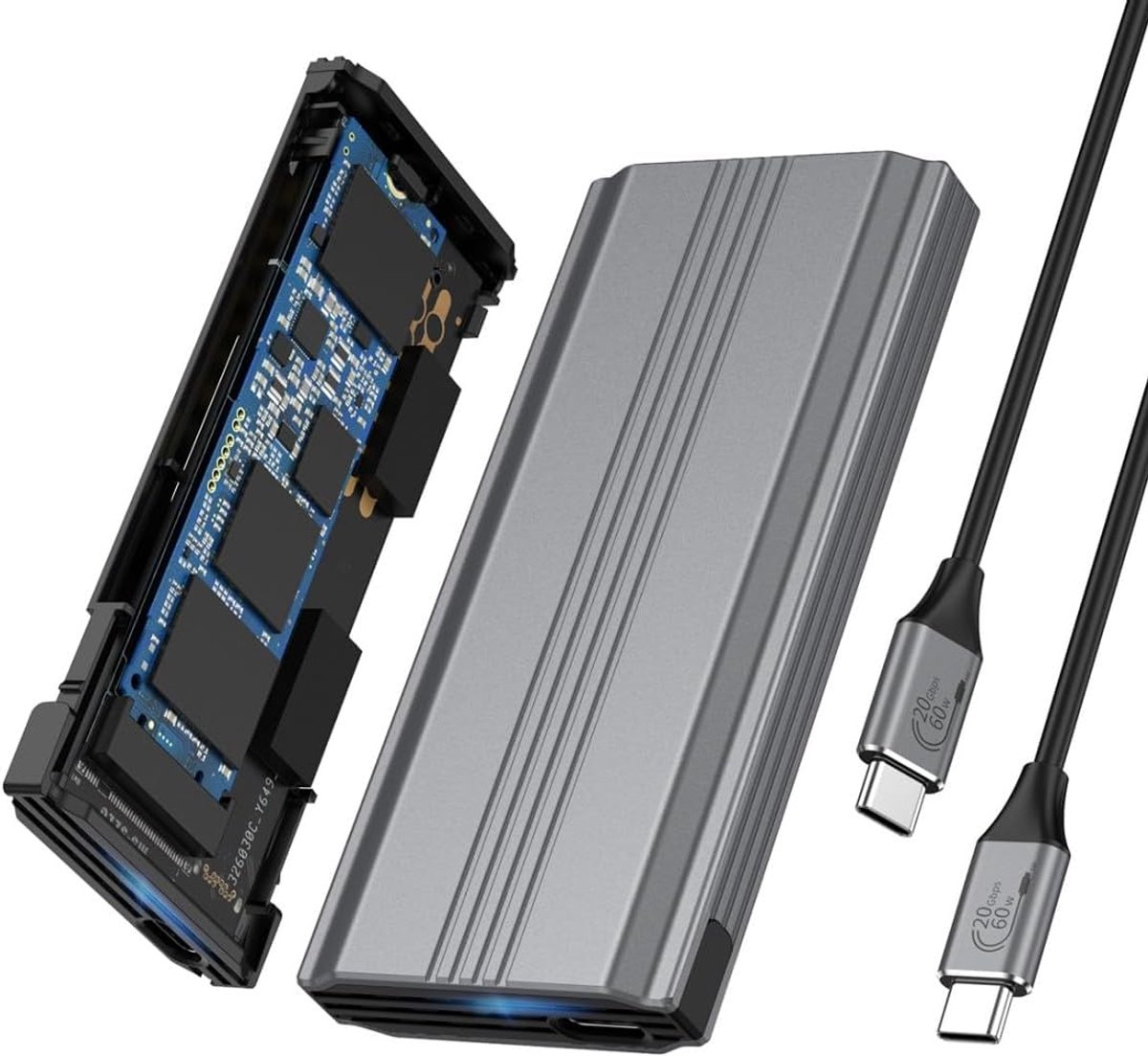 M.2 NVME/SATA SSD behuizing - USB 3.2 Gen 2x2 20Gbps - toolvrije adapter - ideaal voor snelle dataoverdracht - ShopVlot