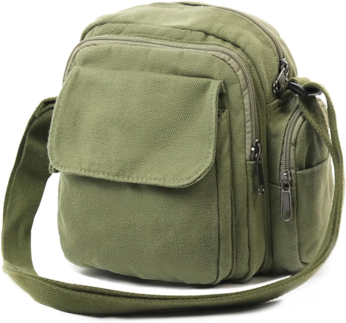 Canvas schoudertas met meerdere vakken - magnetische sluiting - crossbody tas voor dagelijks gebruik - ShopVlot
