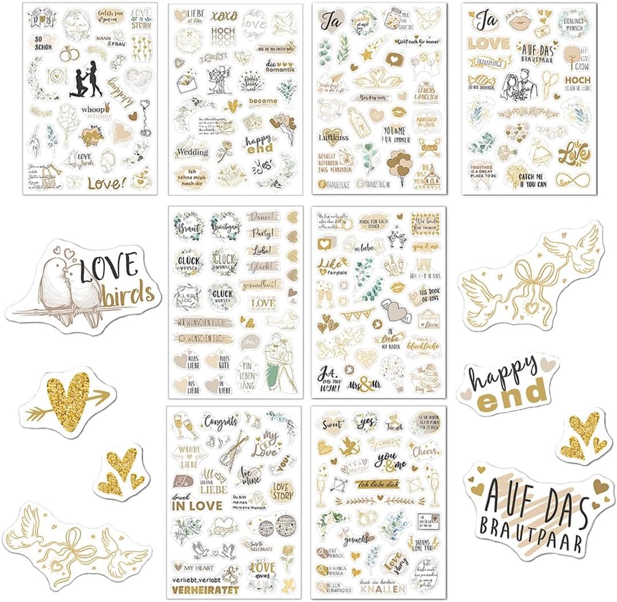 Weddingsstickers A5 - 8 Bladen - Twee Talen - Perfect voor Huwelijksboeken - ShopVlot