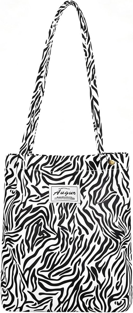 Boodschappentas grote tas - corduroy zebrapatroon - verstelbare riem - perfect voor winkelen - ShopVlot
