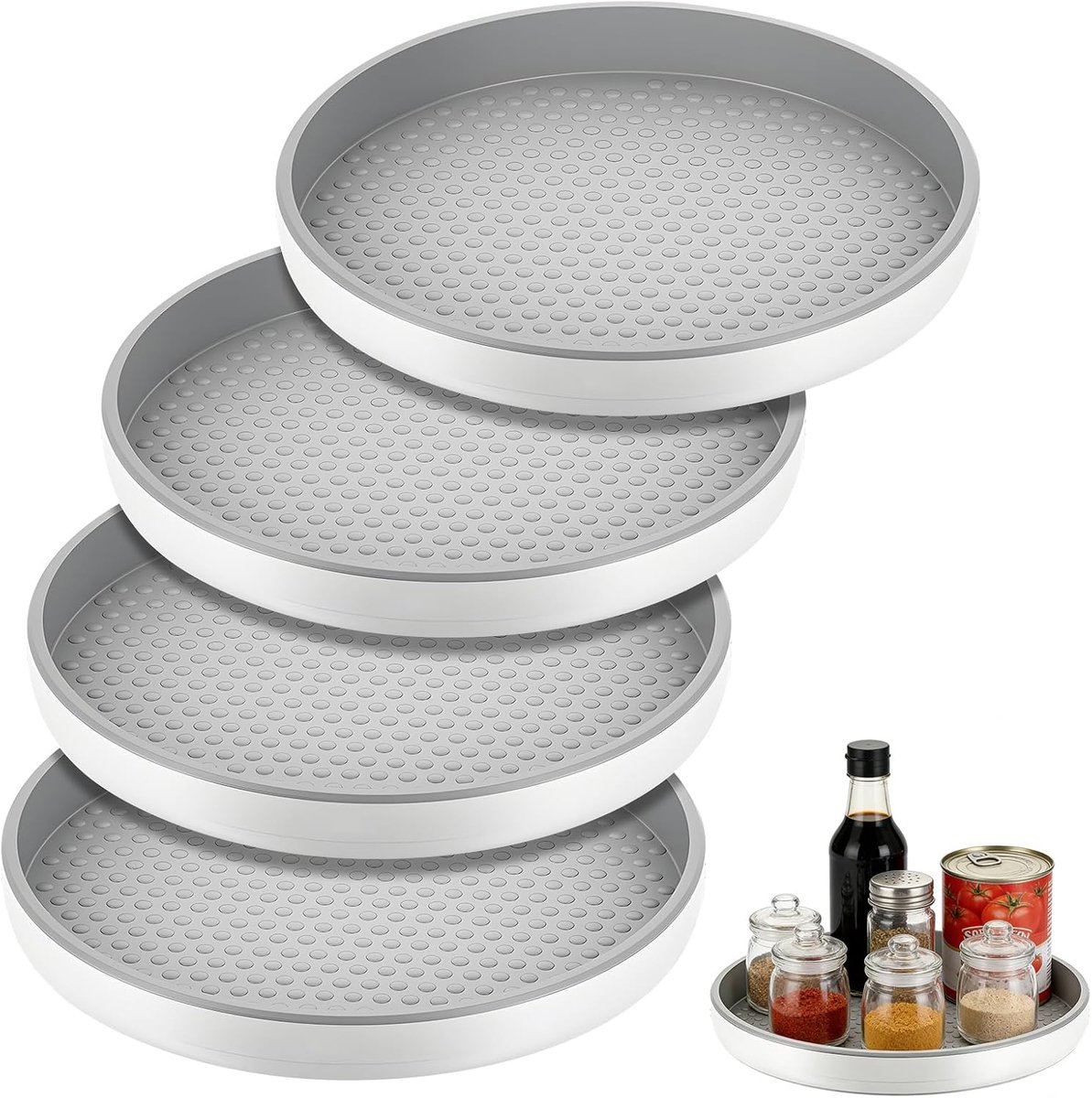 Fridge organiser 4-delige set - multifunctionele draaiende opslag - ruimtebesparend - ideaal voor keuken - ShopVlot