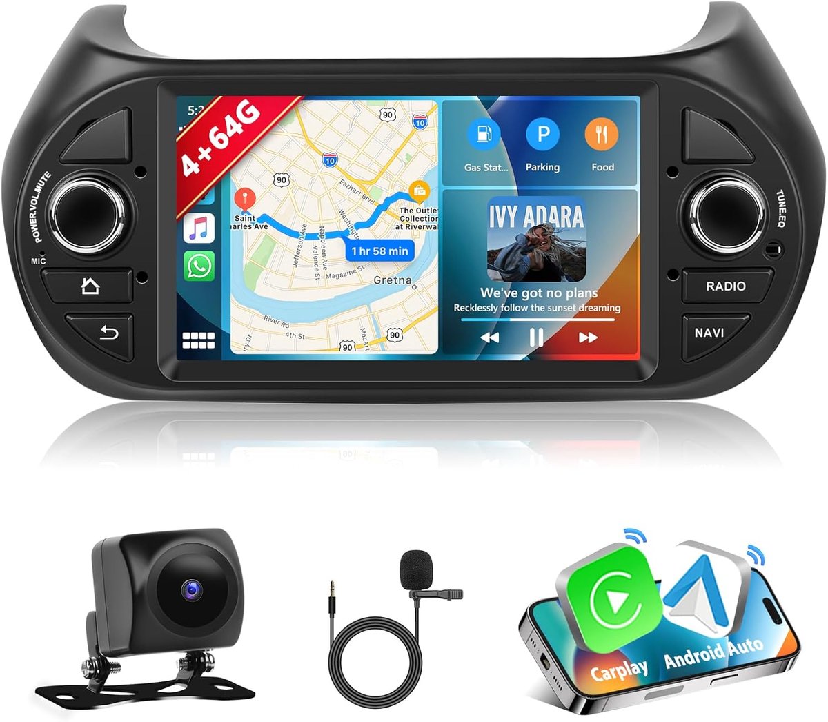 CarPlay stereo 2+64G - draadloos touchscreen - GPS navigatie - eenvoudig te installeren - ShopVlot