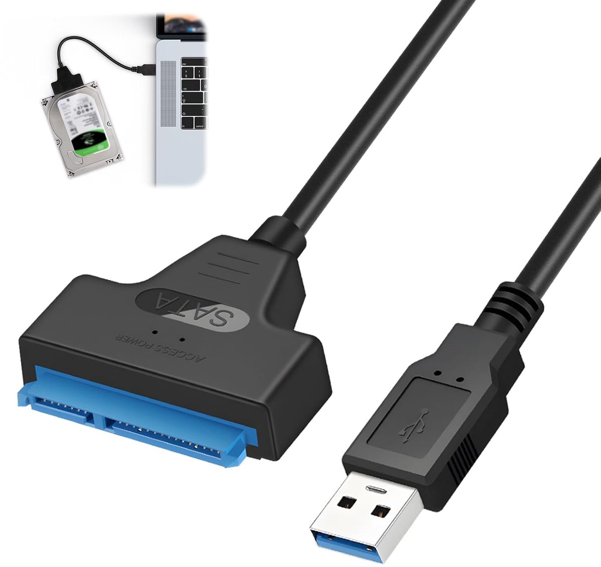 USB 3.0 naar SATA adapter - 2-in-1 kabel - voor 2.5" HDD en SSD - snelle gegevensoverdracht - ShopVlot
