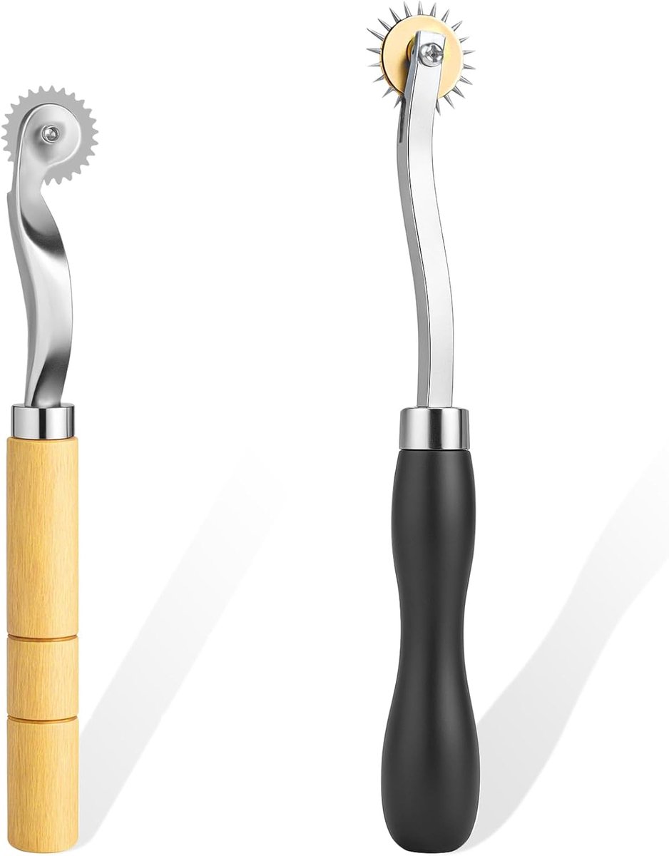 Copywielen set 2 stuks - metalen wielen met houten handvat - veelzijdig voor het overtekenen van patronen - ShopVlot