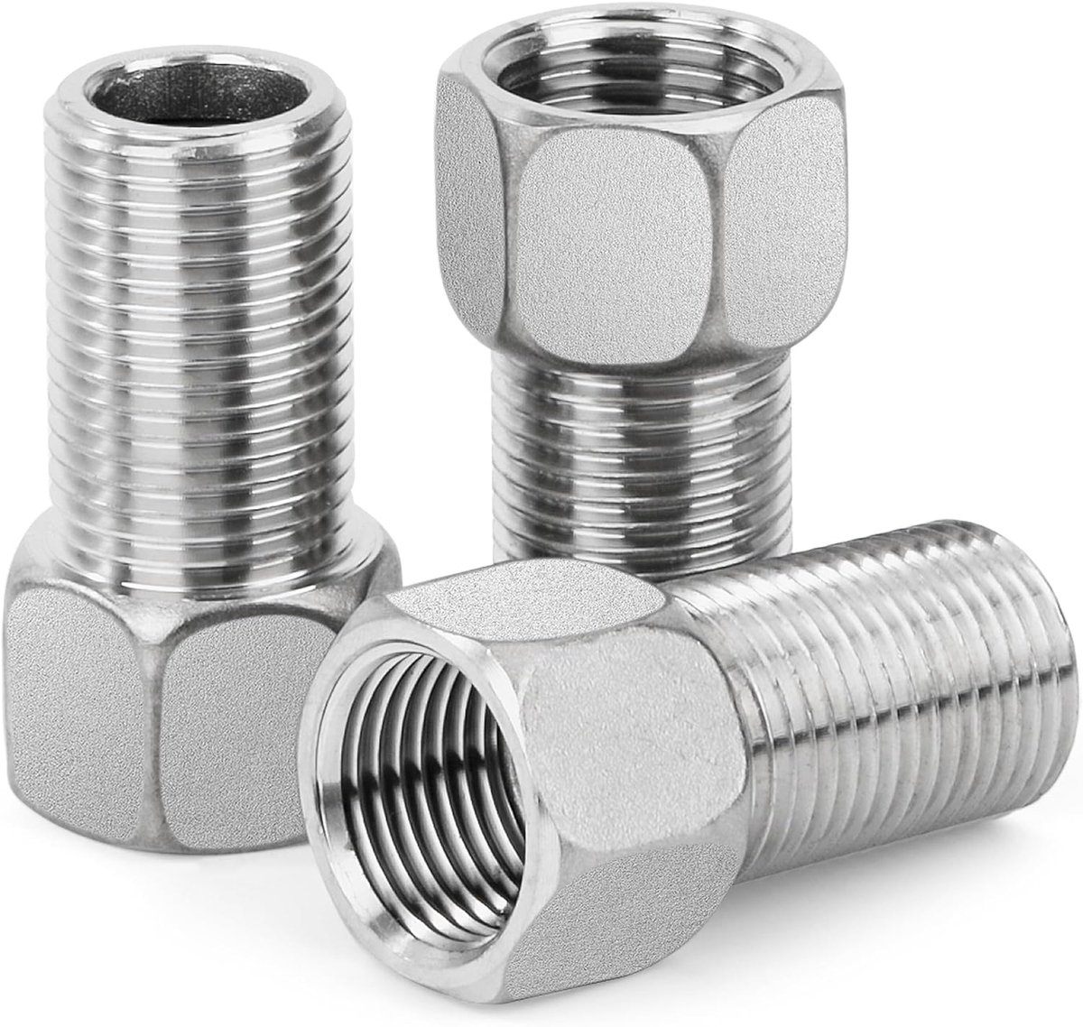 1/2 Inch Bushing - 1/2 Inch RVS Mannenadapter - 3 stuks 50mm Hex Socket Reducer - Voor veilige slangaansluitingen - ShopVlot