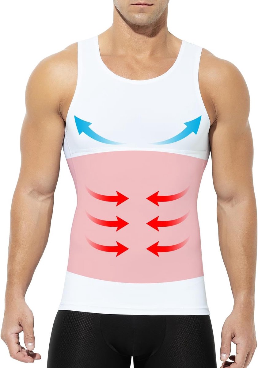 Shapewear compressieshirt heren - elastische tanktop - buikversteviging - houdingscorrectie - ShopVlot