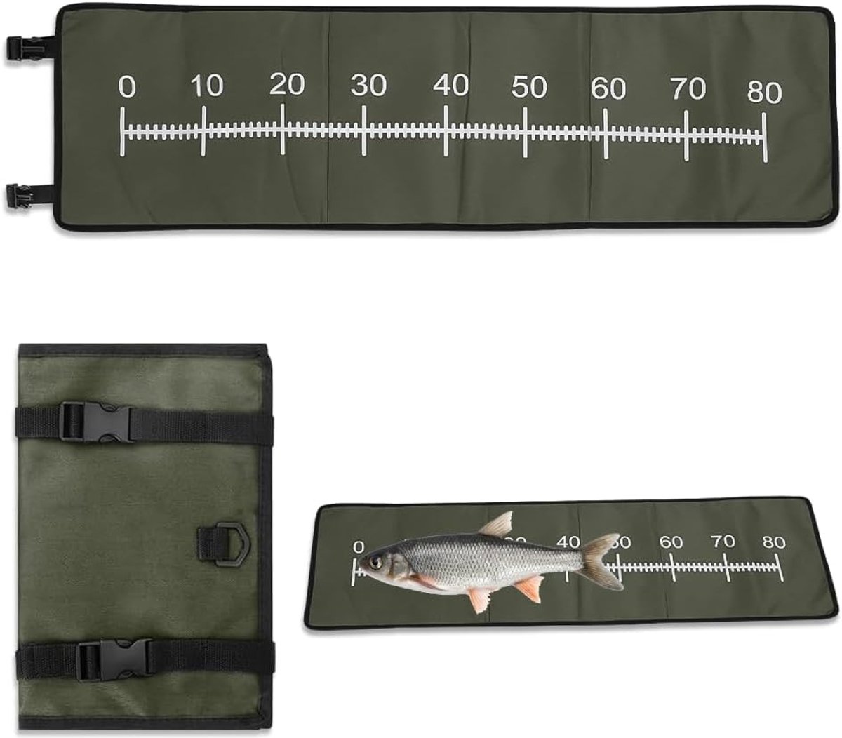 Hengelmat 98 x 30,5 cm - opvouwbaar polyester - met meetlint - bescherming voor vissen - ShopVlot