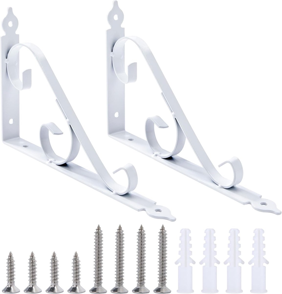 Metalen Plankbeugel 250mm - Witte IJzeren Driehoekige Hoekbeugel - Stevige Ondersteuning - Ideaal voor Tuin en Keuken - ShopVlot