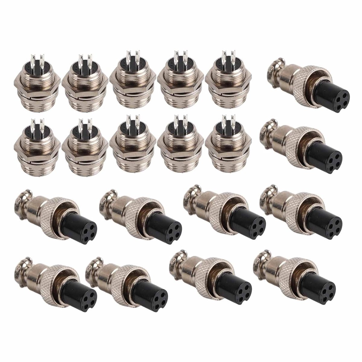 Aviation socket set 4-pins - metaal - 10 stuks - ideale draadverbinding voor audio - ShopVlot