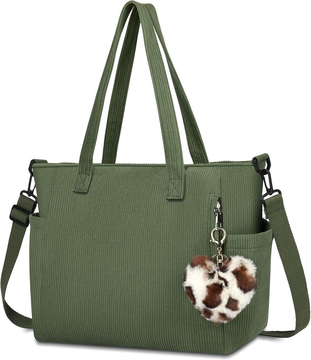 Tote bag grote capaciteit - corduroy - met pluche charme - ideaal voor school - ShopVlot