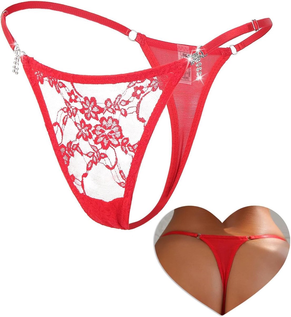 Braziliaanse stringonderbroek plus size - kant - verstelbaar - ademend en comfortabel - ShopVlot
