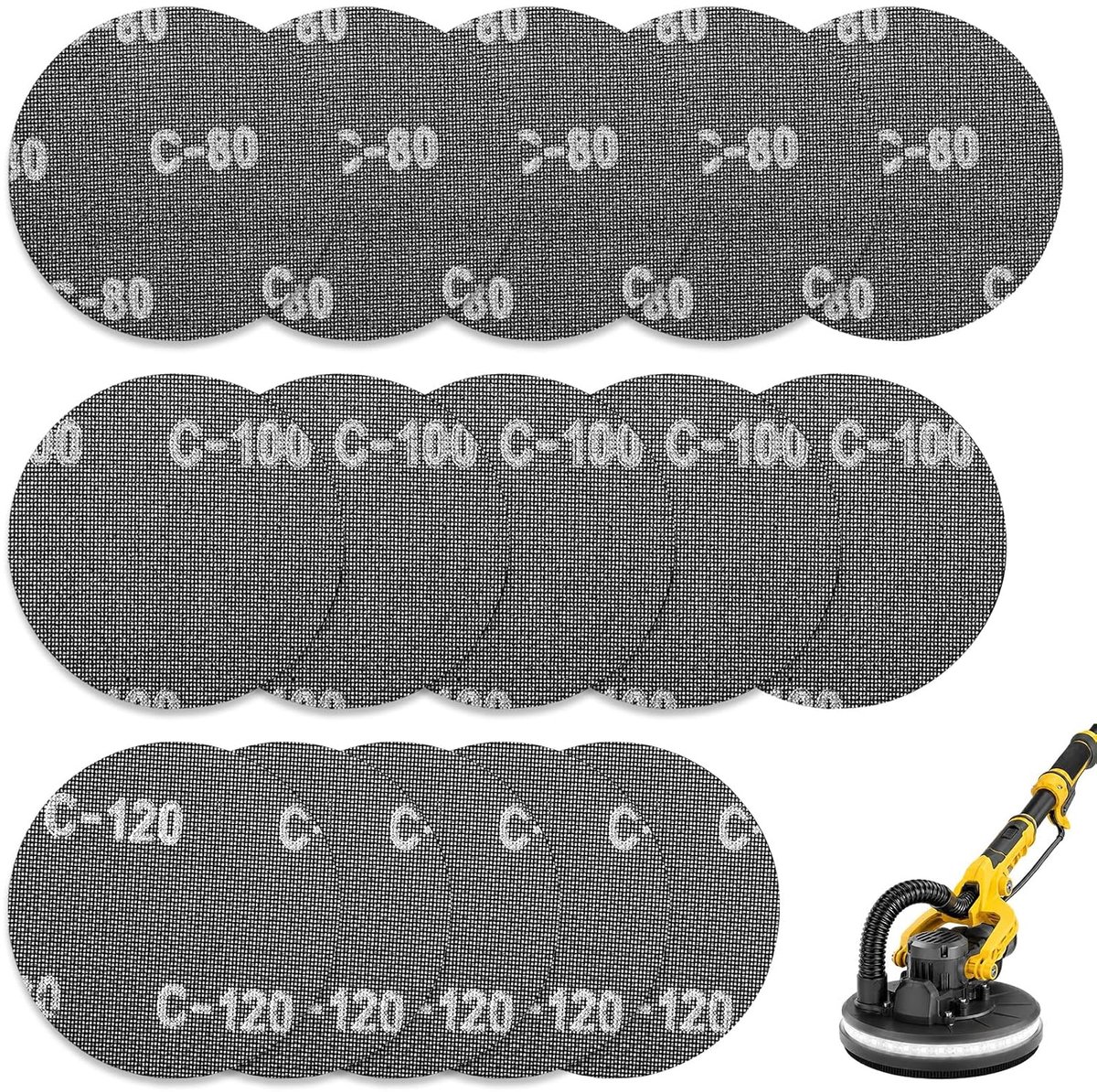 Schuurrooster 225 mm - Klittenband - 15 schuurpapier schijven - Ideaal voor gipsplaatbewerking - ShopVlot