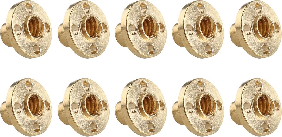 T8 Schroefmoer 2 Stuks - Messing 2mm Pitch - Duurzaam en slijtvast - Geschikt voor 3D printer Z-as - ShopVlot