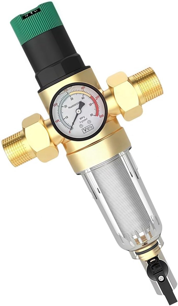 Drukregelaar 1 inch - Messing DN 25 - Met drukmeter en filter - Voor optimale waterdruk - ShopVlot