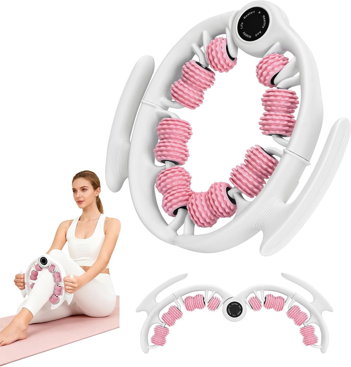 Cellulite massage roller - met verwisselbare handvatten - silicone rollers - voor spierontspanning en circulatie - ShopVlot