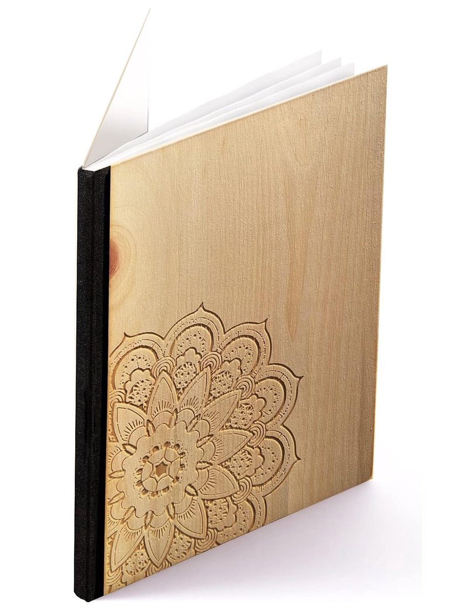 A6 notitieboek - houten omslag - gegraveerd mandala - ideaal voor schrijven - ShopVlot