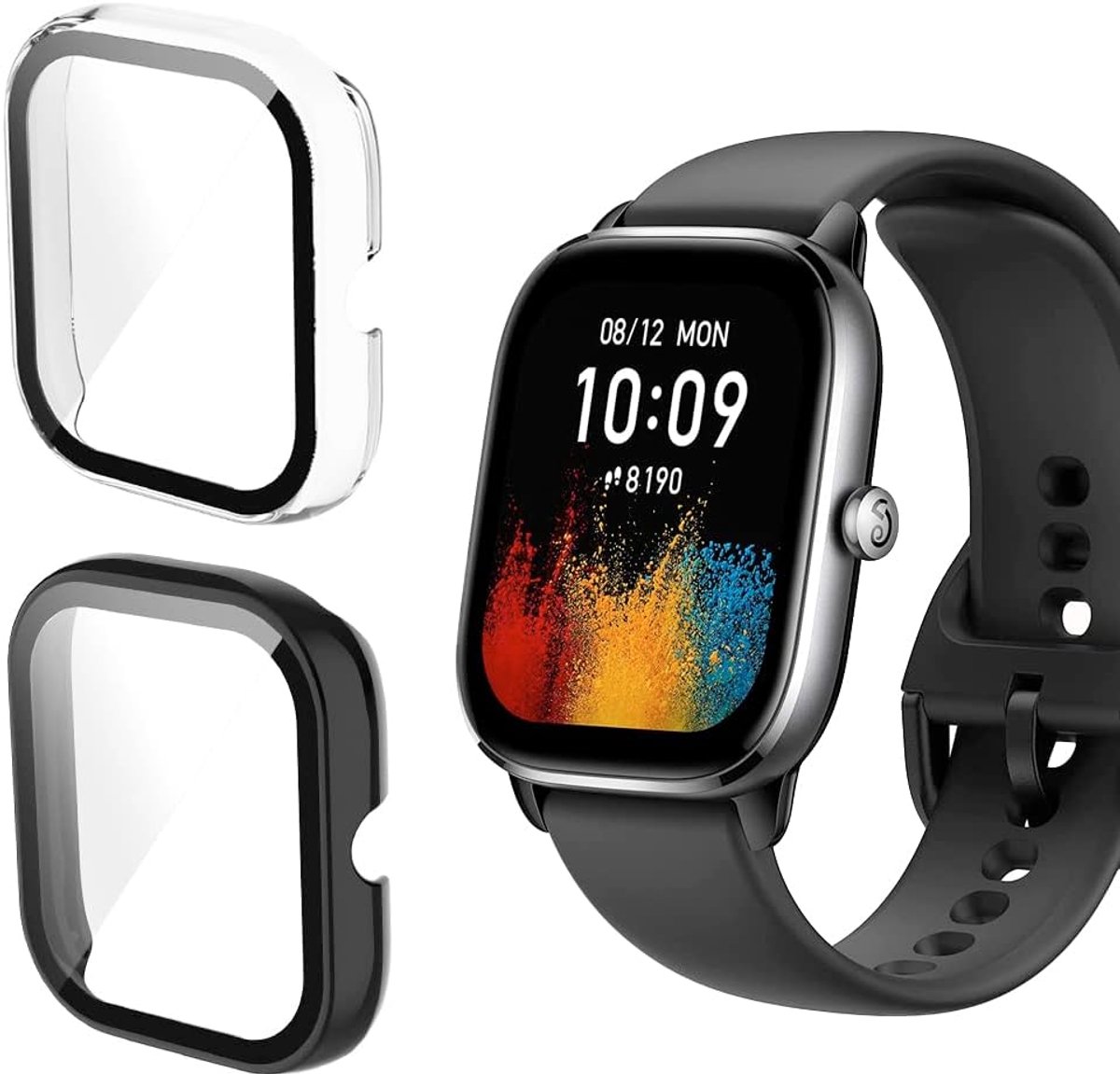 PC hoes voor Amazfit GTS 4 Mini - zwart + transparant - hard polycarbonaat - ultra-dun en krasbestendig - ShopVlot