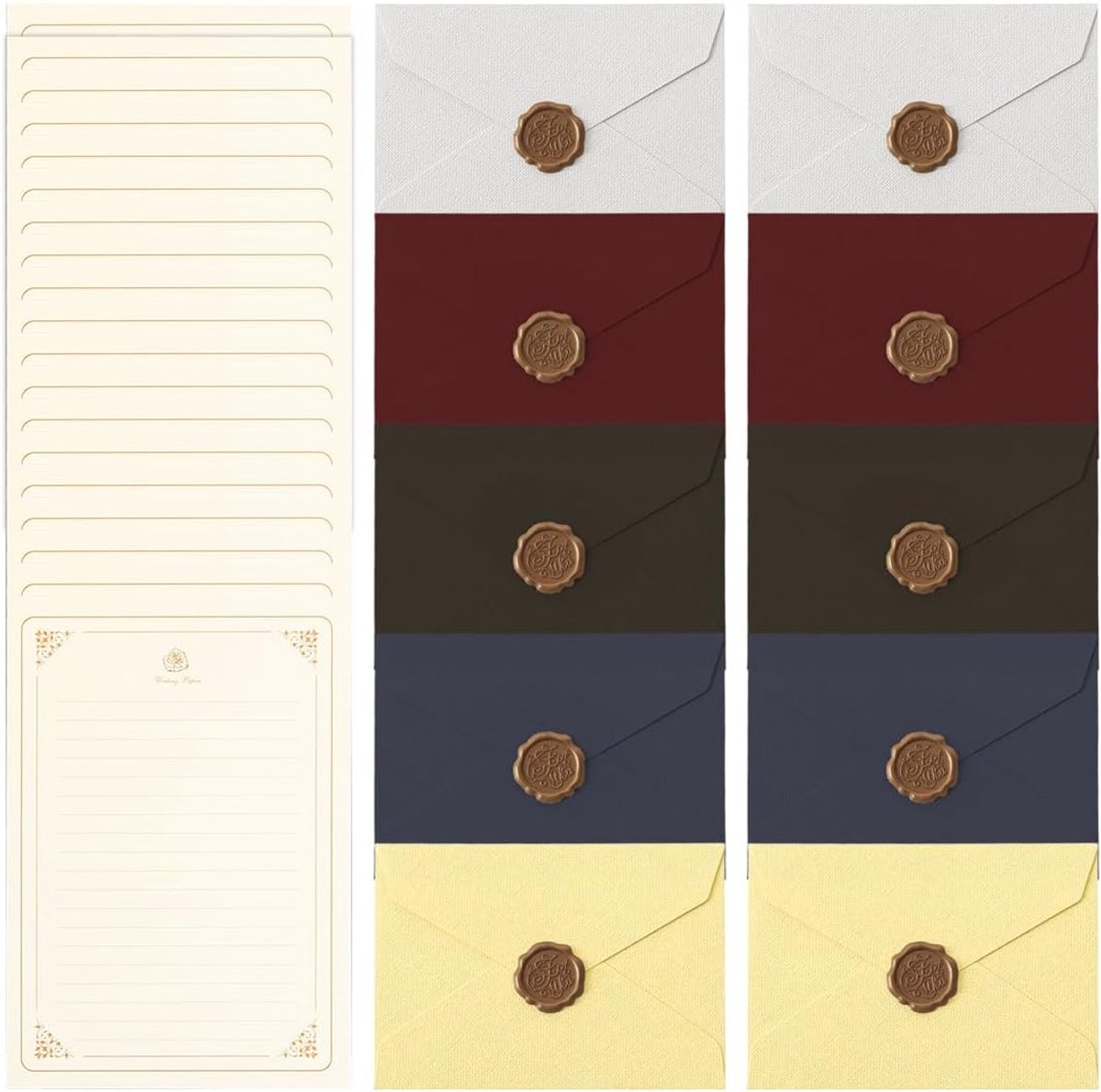 Vintage briefpapierset - antieke enveloppen - 10 enveloppen en 20 vellen - perfect voor uitnodigingen - ShopVlot