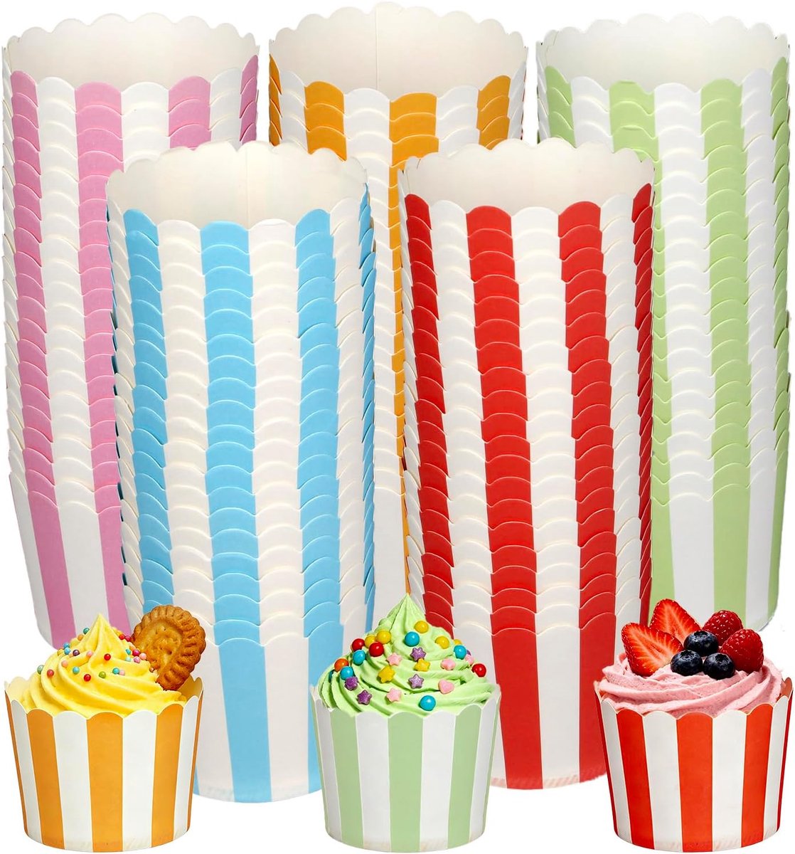 Muffinvormpjes, papier, 100 stuks, kleurrijk, papieren vormpjes voor muffins en cupcakes, mini-muffins, papieren - ShopVlot