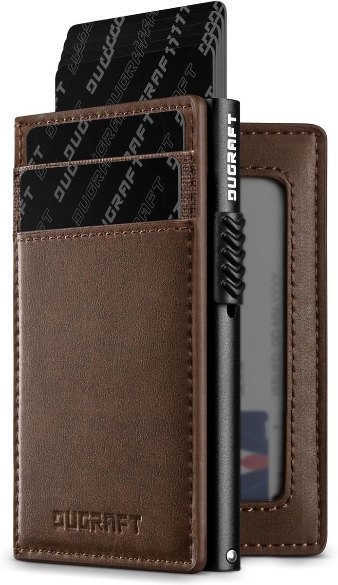 DUGRAFT Pop Up Wallet with ID Window, Minimalist Credit Card Holder for Men Men Slim RFID Bi-fold Metal Card Holder - ShopVlot