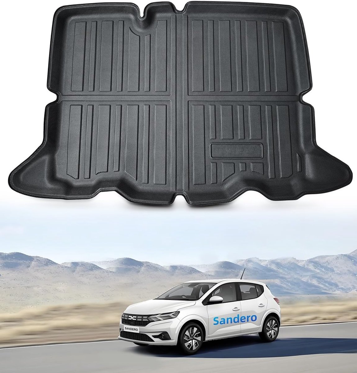 Lower Trunk Mats for Dacia Sandero 3 2025 2024 2023 2022 2021, Sandero Stepway 3 Original TPE Rear Trunk Mat with High - ShopVlot