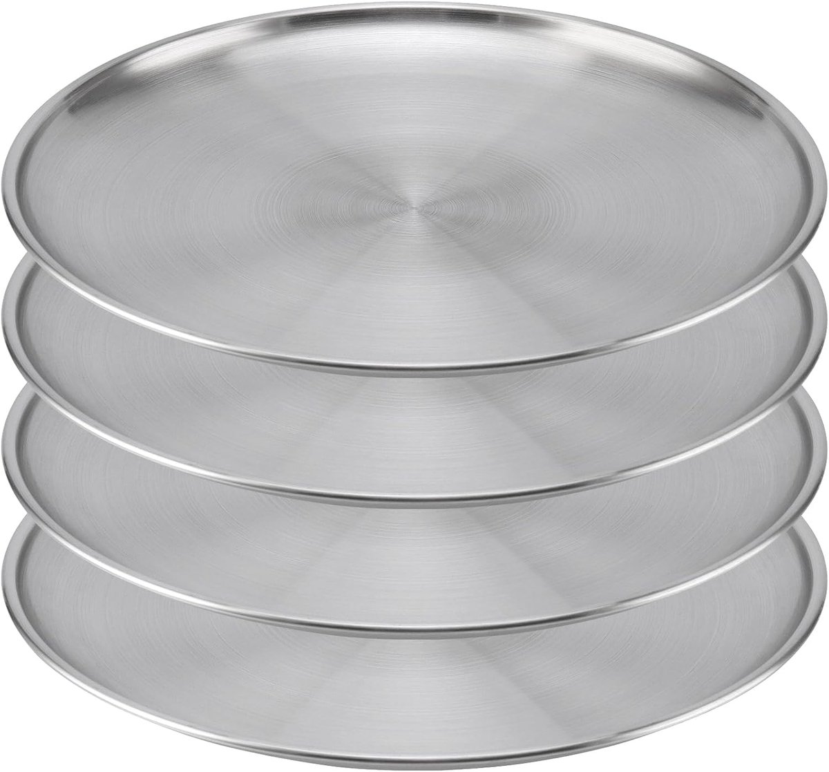 Pizza plate, 4 pieces, roast-free steel, round, 26 cm, pizza mold, oven baking, suitable for camping, outdoor events - ShopVlot