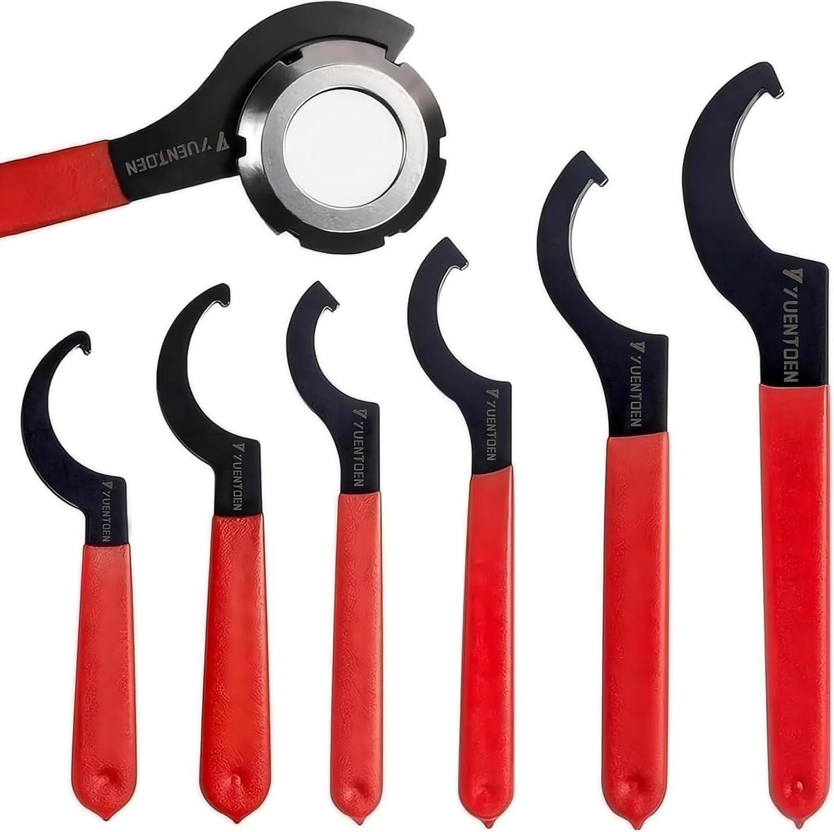 6 Pcs C Hook Wrench, Collet Holder for Round Nut, with Non-Slip Handle, Wrench, Wrench, Tool Set, Impact Tensioner - ShopVlot