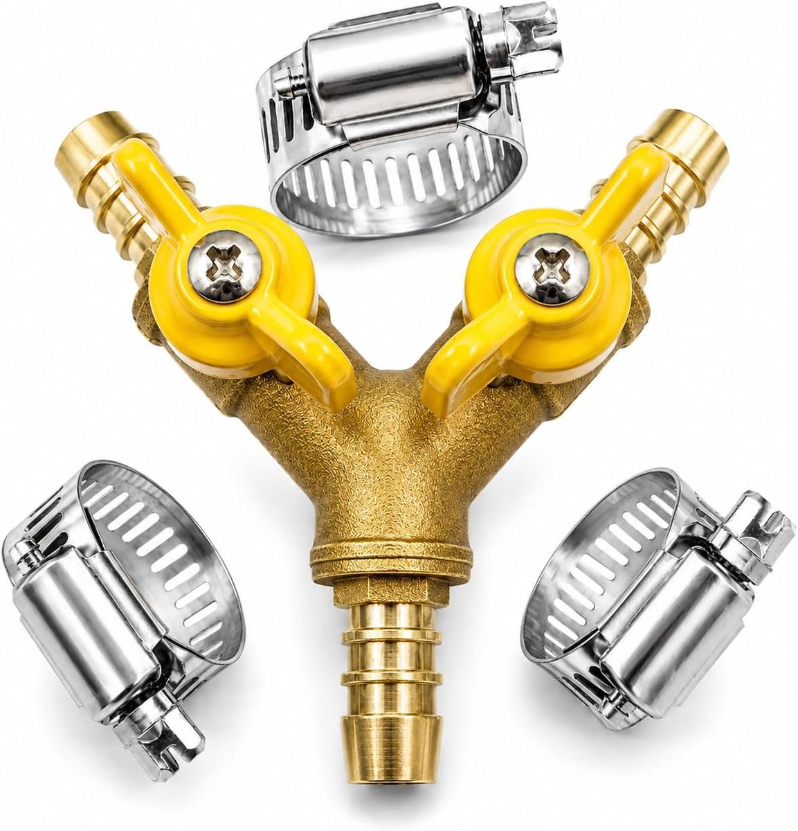 Hose Valve Barb Ball Valve 3/8" Brass Fitting Y-shaped 2 Switch 3 Way Connector (for Hose ID 10mm-11mm) Class A Quality - ShopVlot