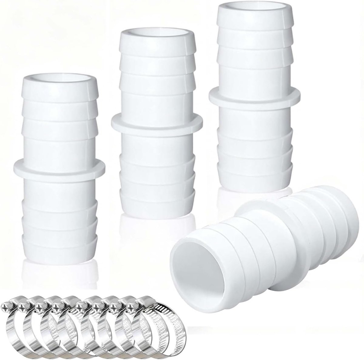 Zwembadslangverbinders 38 mm - set met slangklemmen - eenvoudig te installeren - geschikt voor zwembad en aquarium - ShopVlot