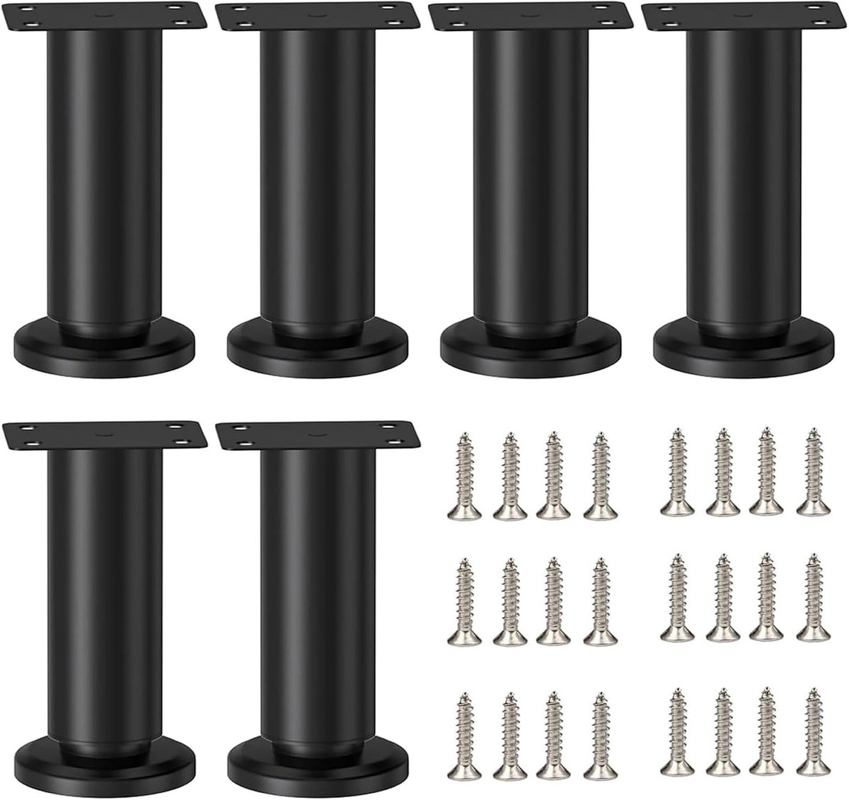Meubelpoten verstelbaar 12-18 cm - RVS met zwarte afwerking - Waterdicht en roestvrij - Perfect voor banken en kasten - ShopVlot