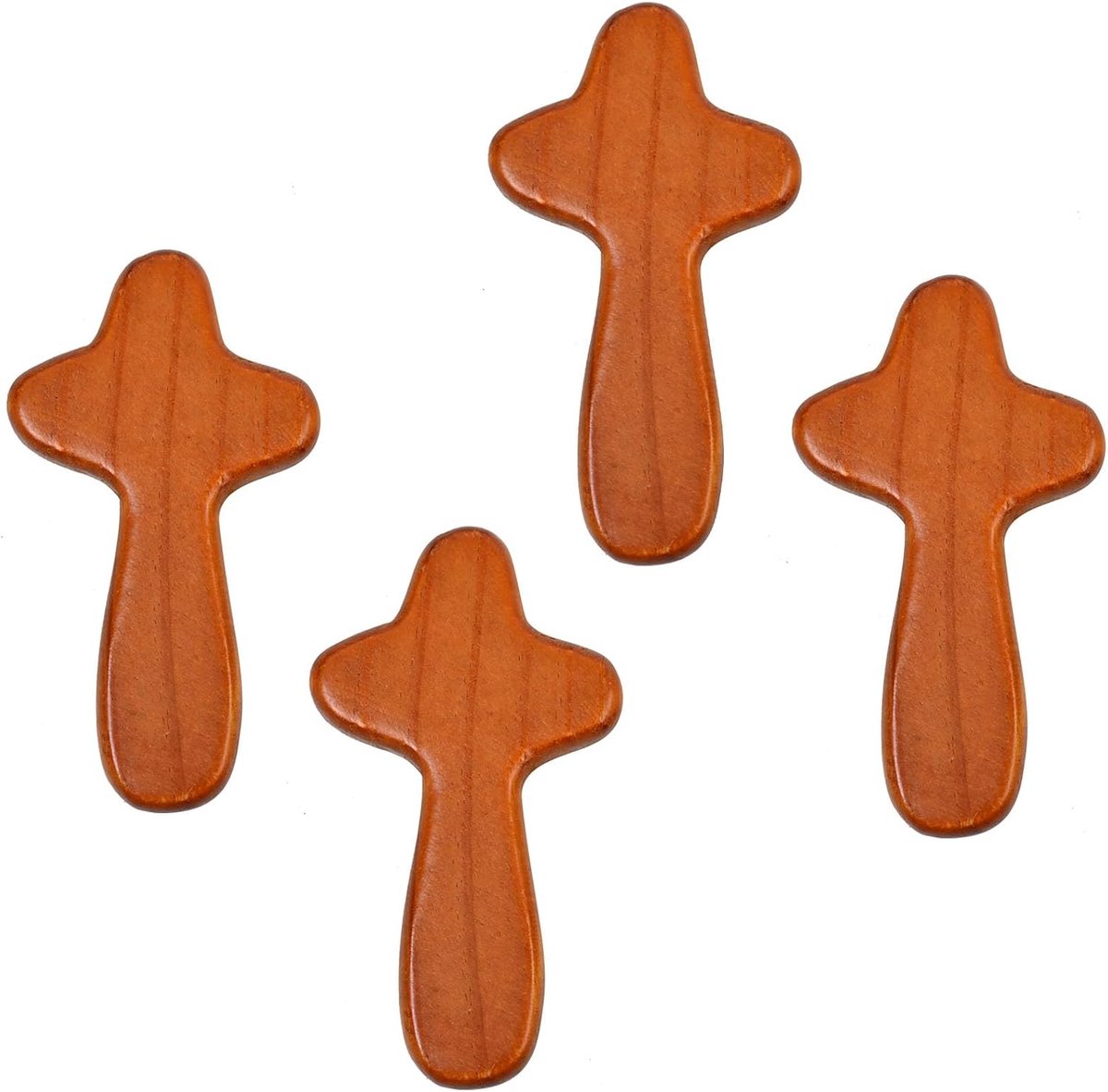 Houten kruis 4 stuks - handgemaakt grenenhout - draagbaar zakkruis - innerlijke rust bij meditatie - ShopVlot