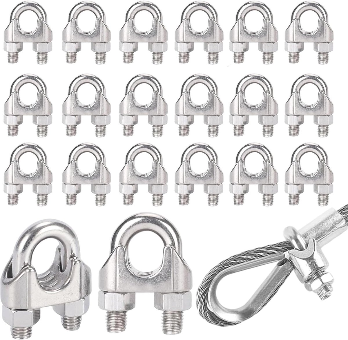 M4 U-vormige kabelbinders 20 stuks - 304 roestvrij staal - herbruikbaar - voor kabels tot 6 mm - ShopVlot