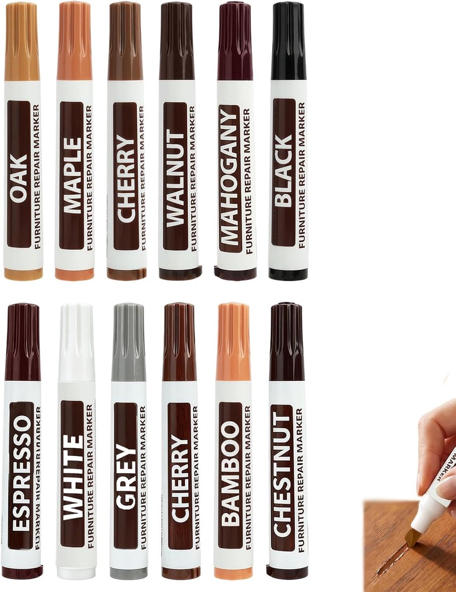Composiet reparatieset - 12 kleuren - meubelreparatie - ideaal voor krassen in hout - ShopVlot