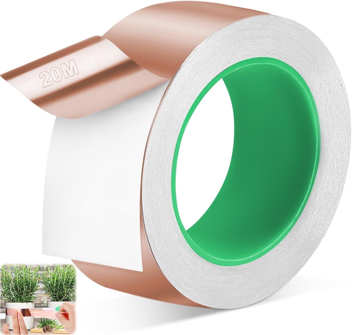 Koper Tape 50 mm x 20 m - Zelfklevend Dubbelzijdig - Hoge Sterkte - Bescherming tegen Slakken - ShopVlot