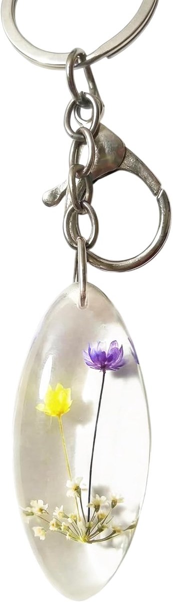 Sleutelhanger gekleurde gedroogde bloemen - acryl - uniek en stijlvol - perfect als cadeau - ShopVlot
