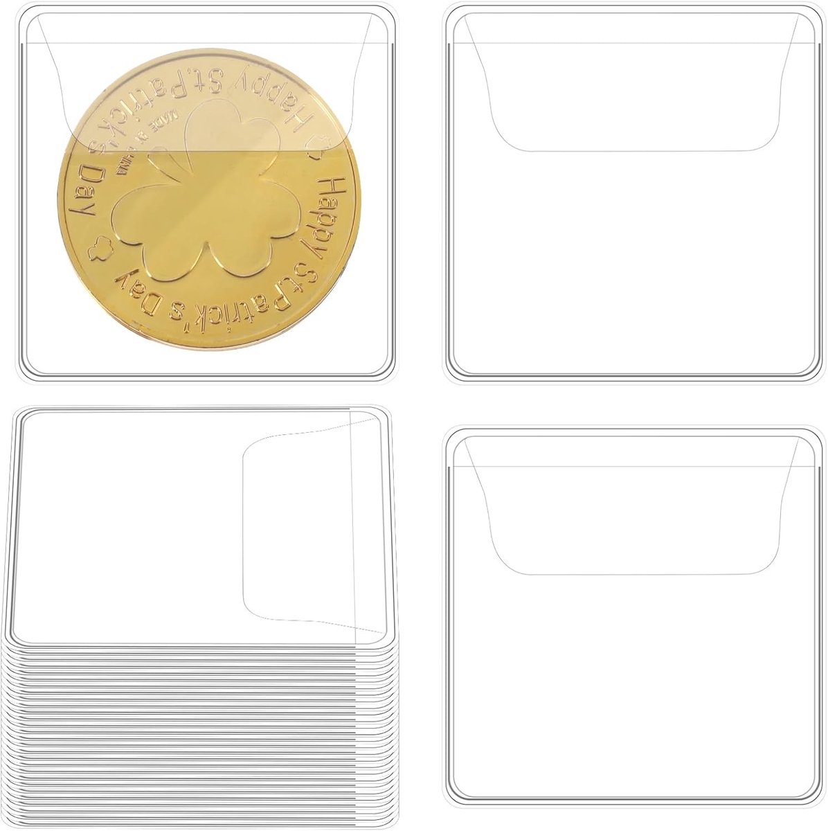 50 Stuks Muntbeschermers, Transparante Opbergzakken voor Muntjes, Anti-Oxidatie, Ideaal voor Munten, Sieraden en Kleine Voorwerpen, 5.5 x 5.5 cm