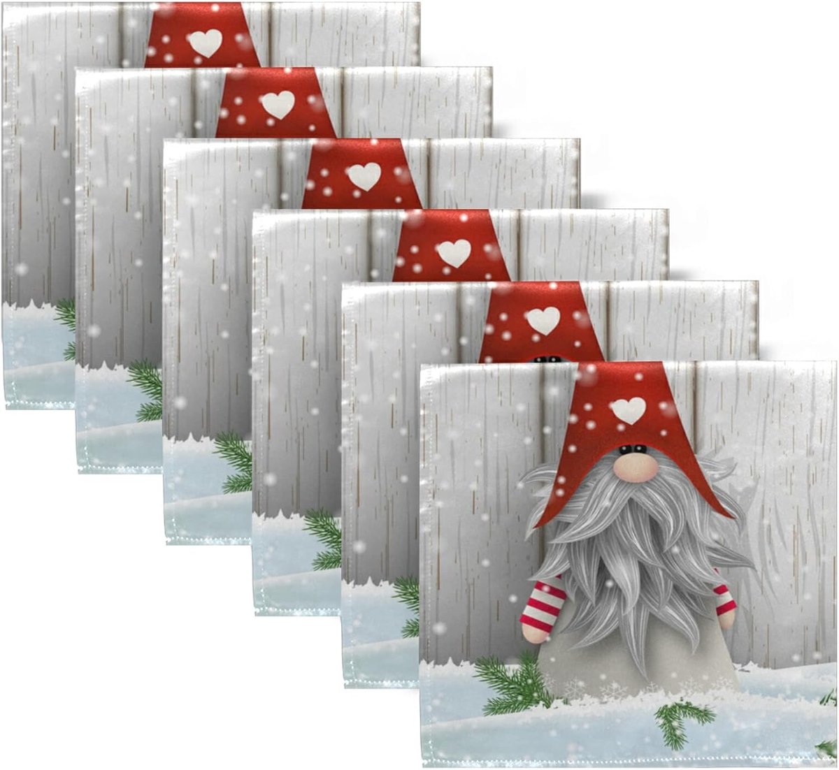 Christmas cloth napkins set of 6, Christmas gnome square premium polyester tablecloth linen napkin for dinner parties - ShopVlot