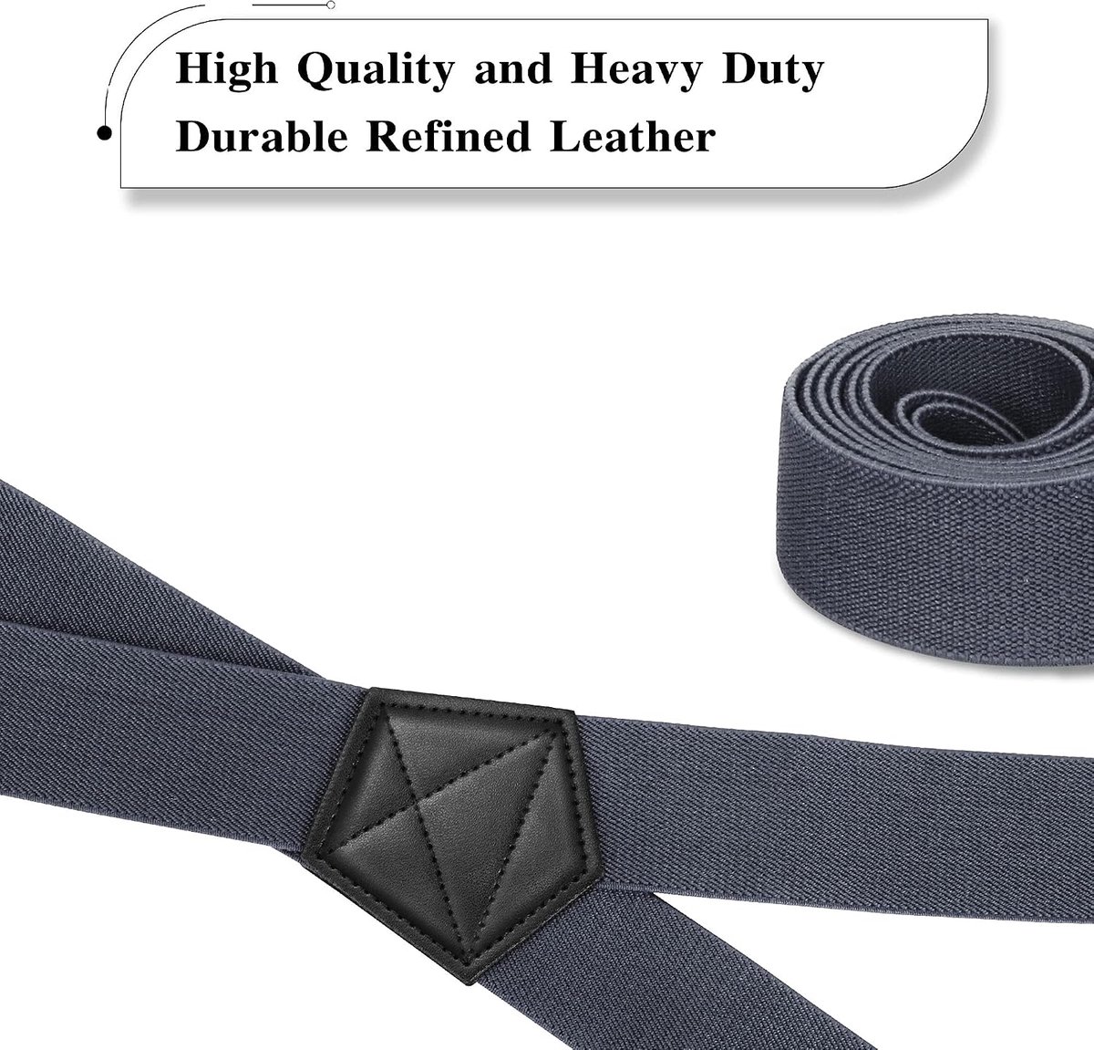 RIONA Men's suspenders with 4 Carabiner clips wide 3.8cm Adjustable and elastic X-shape Suspenders Heavy duty One size - ShopVlot