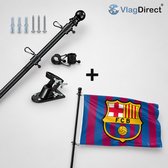 VlagDirect - Compleet vlaggenpakket - Zwarte vlaggenstok inclusief vlaggenstokhouder + FC Barcelona vlag - 90 x 150 cm.