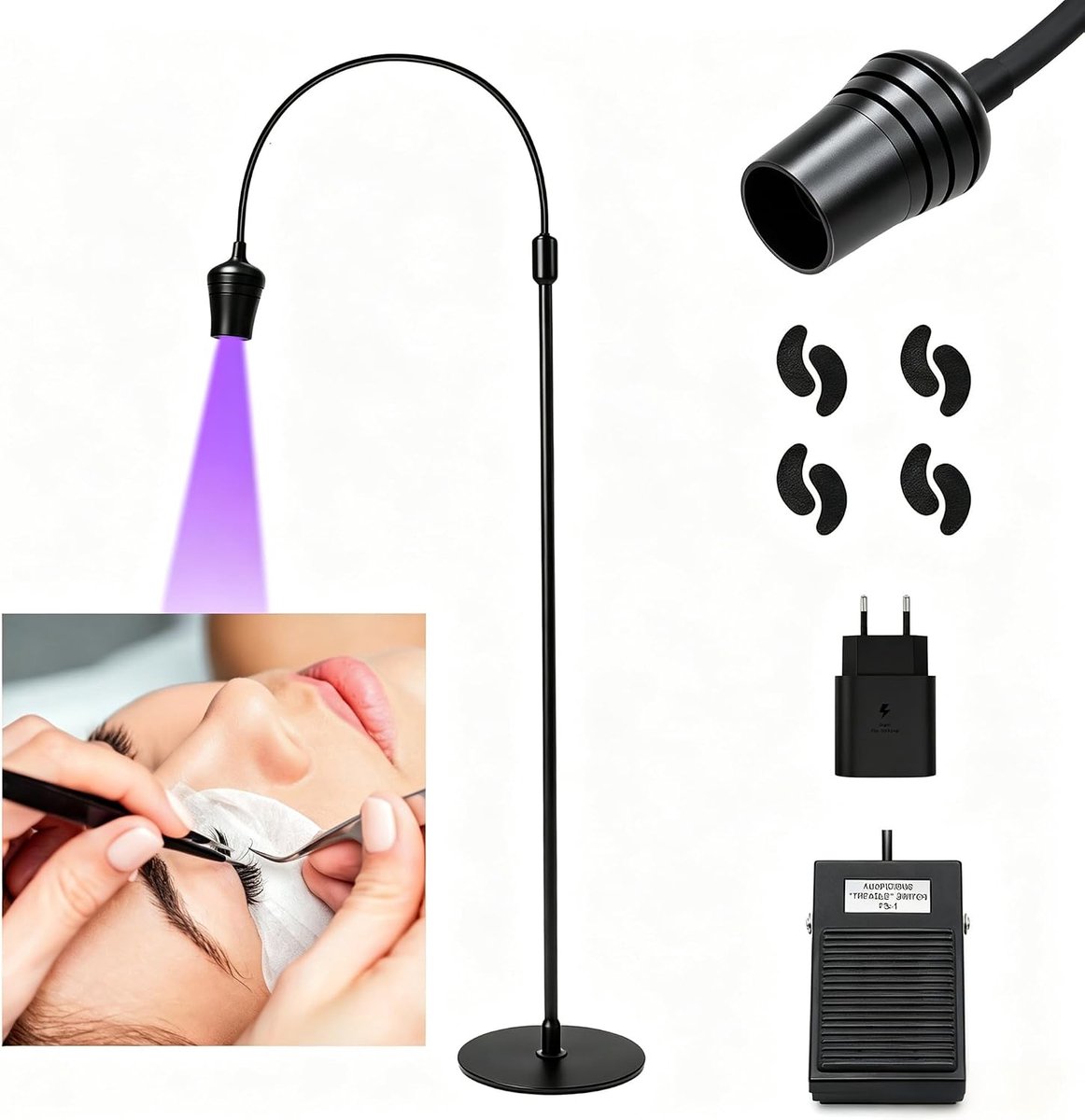 UV-wimperlamp, 10 W led-uv-licht voor lichthardende toepassingen, zwanenhals wimperlicht, 1-3 seconden snelle - ShopVlot