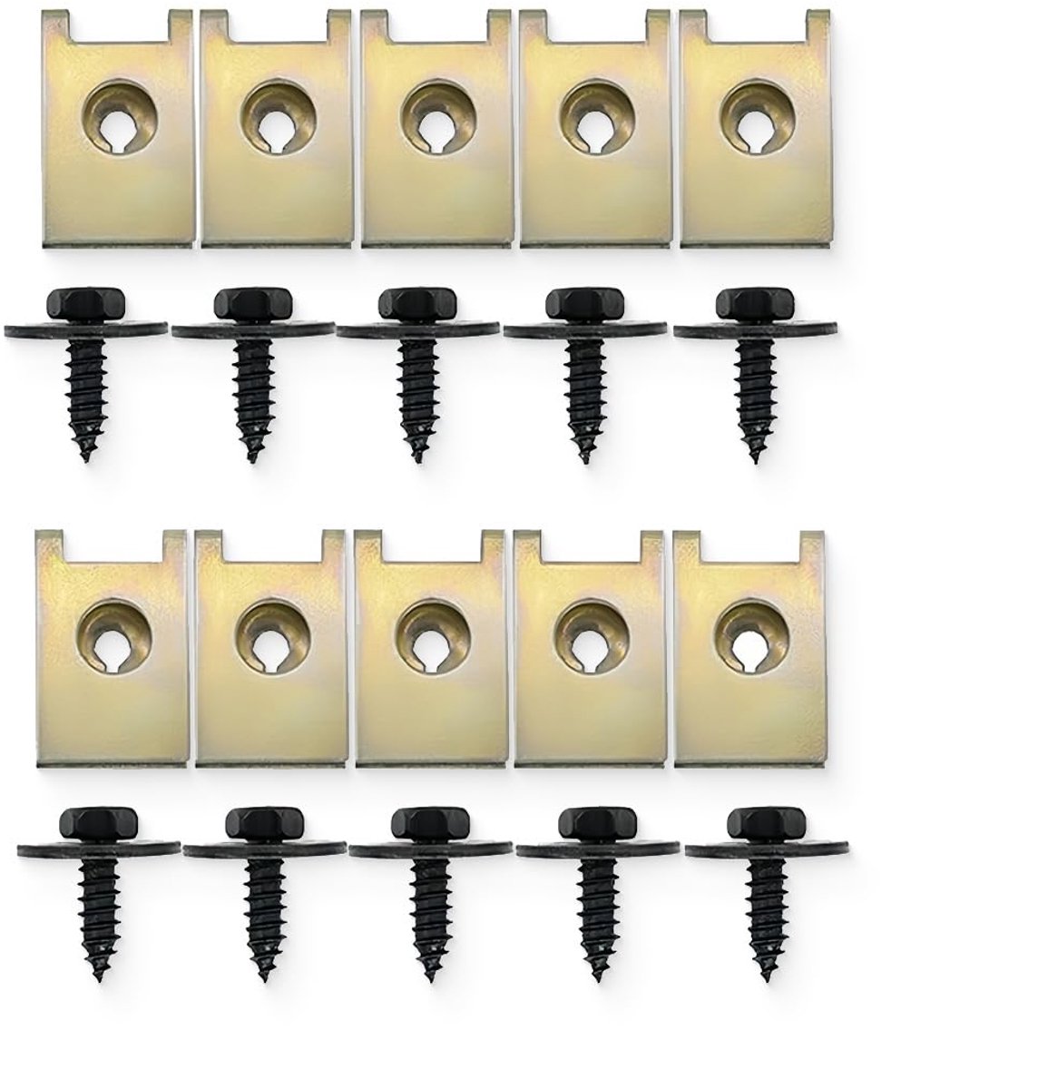 20pcs Car U Nuts Body Clips Metal Fastening Clips with Self Tapping Hex Screw Car Body Screws Panels Fixing Screws - ShopVlot