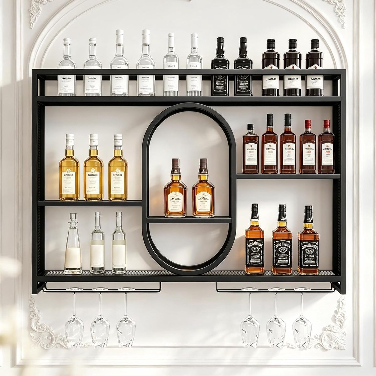 Wijnrek voor aan de muur, moderne wandplank voor bars (100 x 80 cm) - ShopVlot