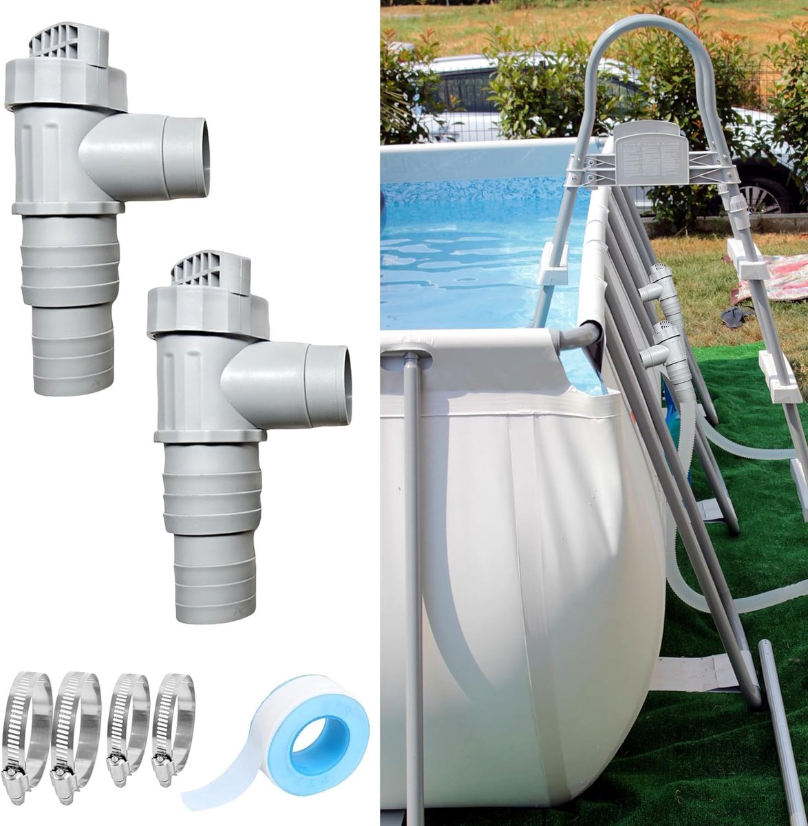 Maintenance Faucet/Shut-Off Tap for Pools with 32mm Hose Connector, 2 Pcs Updated Version Pool Hose Adapter, Pool - ShopVlot