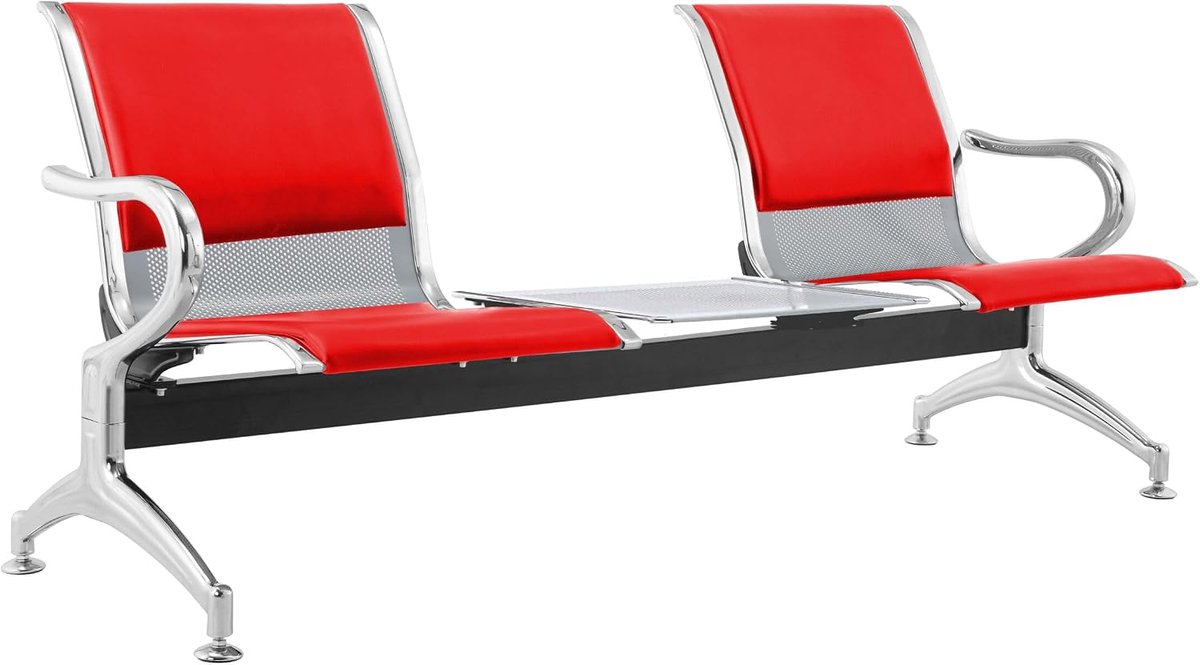 Sofa 3-seater steel 183 x 71 x 78 H silver for waiting room - for assembly: 3 chairs + table - ShopVlot