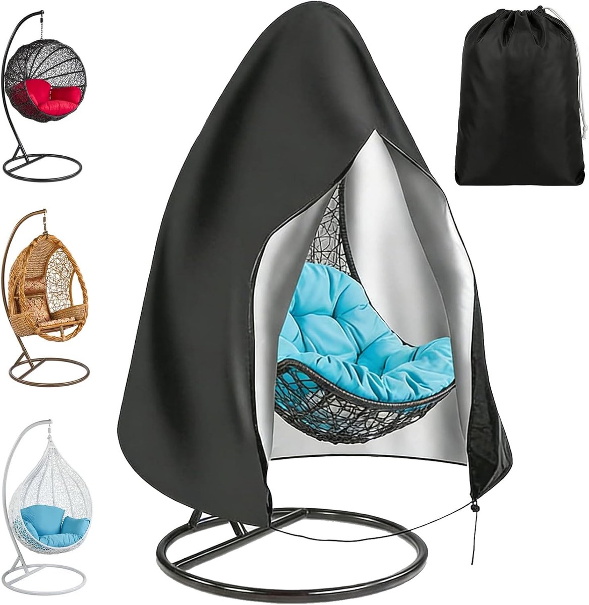 Outdoor Hanging Chair Cover Hanging Chair Protective Cover, 210D Oxford Fabric Tarpaulin with Zip, Drawstring Garden - ShopVlot