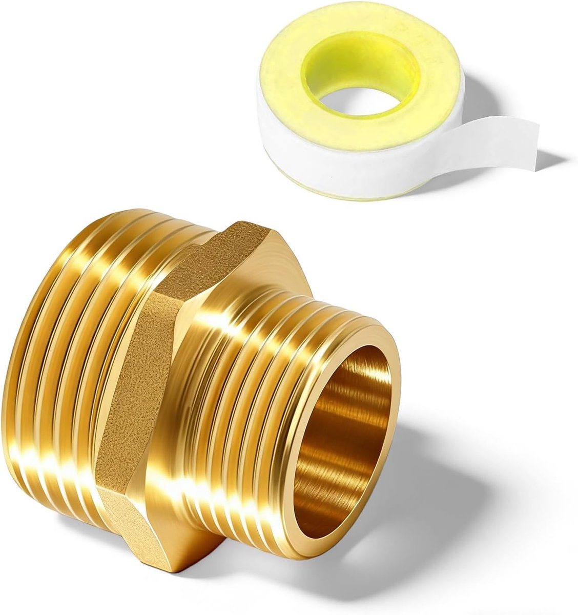 1 Piece Brass Double Nipple, Male Thread Reducer Nipple 1 inch x 1 1/2 inch, Double Nipple Reduced 1" AG to 1 1/2" AG - ShopVlot